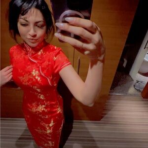 Elegant Red and Gold Women's Dress